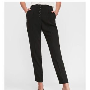 High Waisted Pleated Button Front Ankle Pant